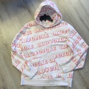 ODD FUTURE OF Men’s White Pink Logo Hoodie Size Medium